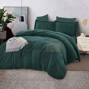 طقم لحاف شتوي فرو محفر مجوز 6 قطع، أخضر