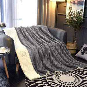 بطانية حجم مفرد خفيفة مُخمل وفرو 150x200 سم، رمادي فاتح