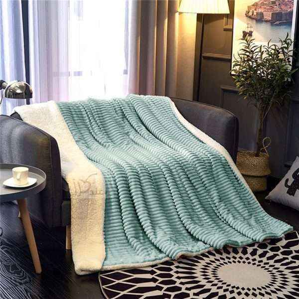 Fleece Reversible Plush Single Blanket 150 x 200 cm, Mint Green