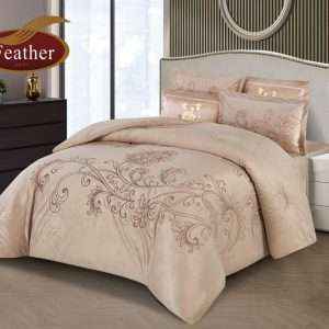 Velvet Embroidered Comforter Set King Size 6pcs, Beige