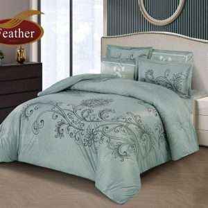 Velvet Embroidered Comforter Set King Size 6pcs, Mint Green