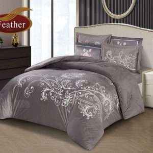Velvet Embroidered Comforter Set King Size 6pcs, Gray