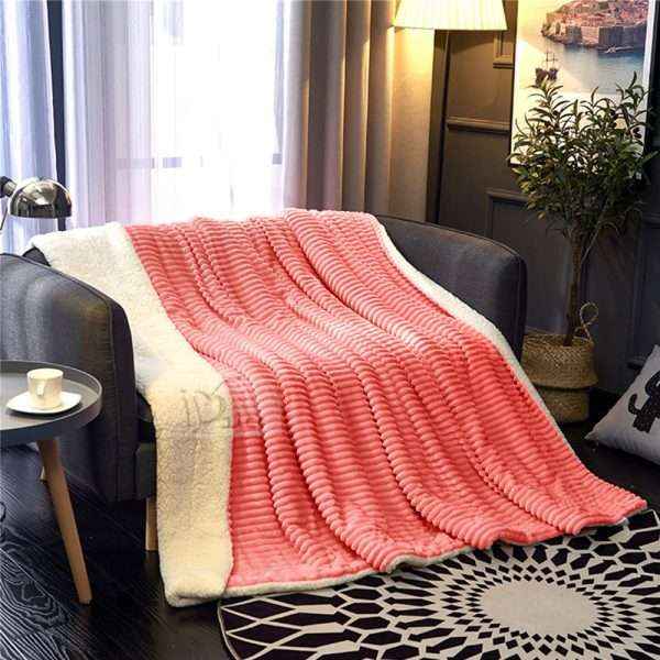 Fleece Reversible Plush Single Blanket 150 x 200 cm, Peach