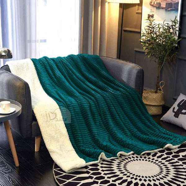 Fleece Reversible Plush Single Blanket 150 x 200 cm, Caribbean Green