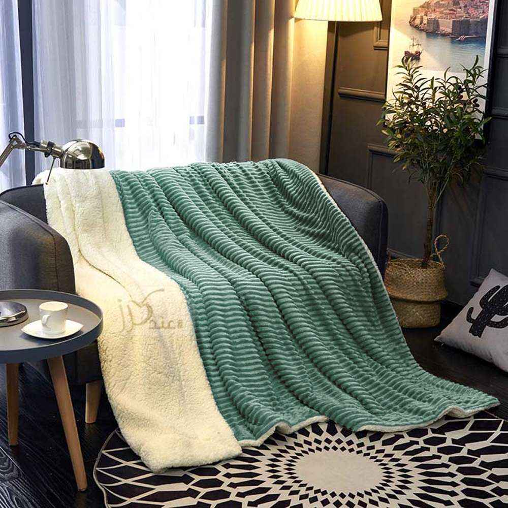 بطانية حجم مفرد خفيفة مُخمل وفرو 150x200 سم، فستقي غامق