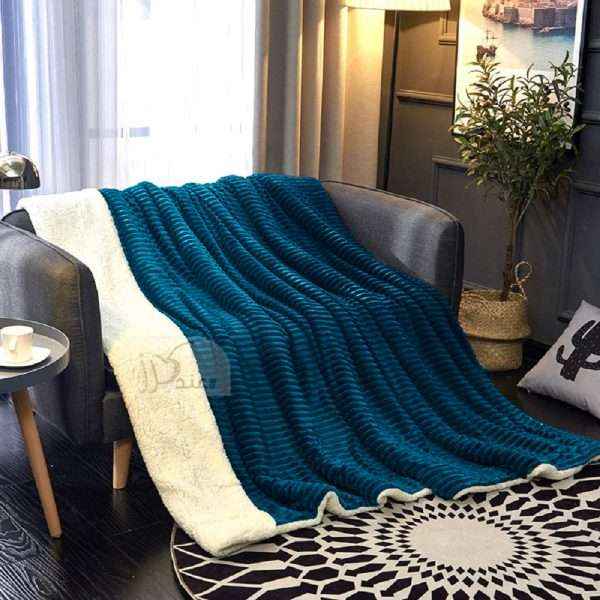 Fleece Reversible Plush Single Blanket 150 x 200 cm, Parisian Blue