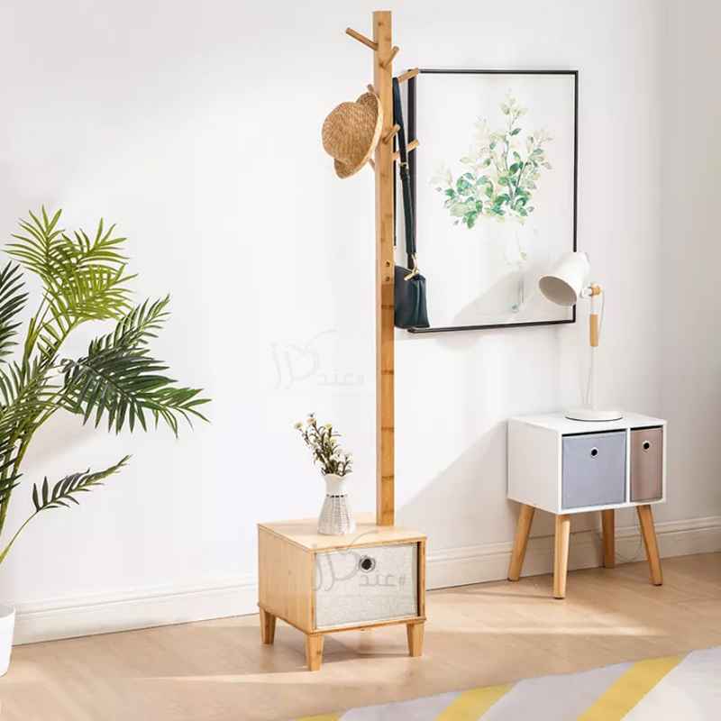 Coat Racks Minimalist Multifunctional Bedside Cabinet Hanger Solid Wooden Leg