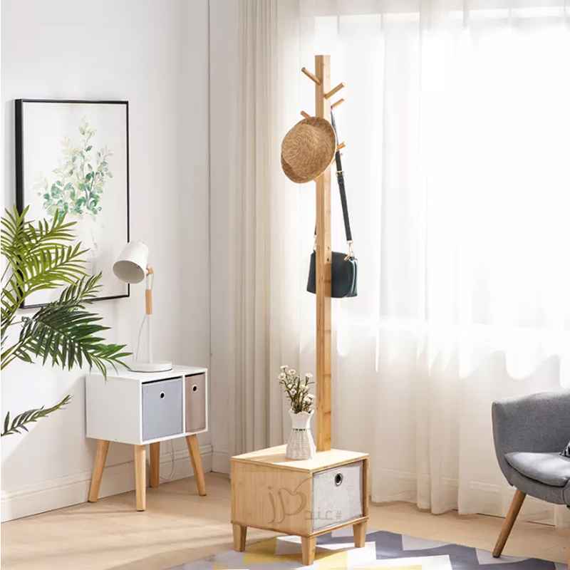 Coat Racks Minimalist Multifunctional Bedside Cabinet Hanger Solid Wooden Leg