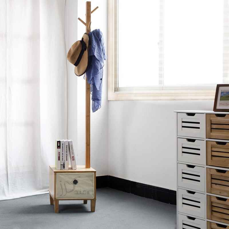 Coat Racks Minimalist Multifunctional Bedside Cabinet Hanger Solid Wooden Leg