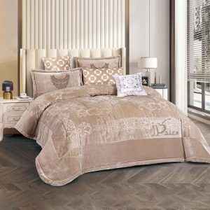 طقم لحاف محفر 3D شتوي مخمل وفرو، مجوز 7 قطع