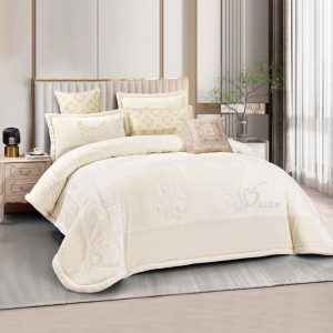 طقم لحاف محفر 3D شتوي مخمل وفرو، مجوز 7 قطع