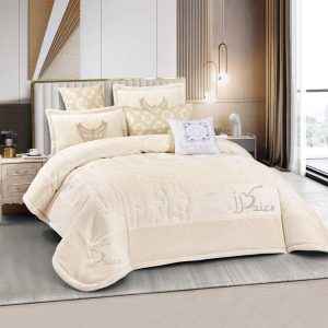 طقم لحاف محفر 3D شتوي مخمل وفرو، مجوز 7 قطع