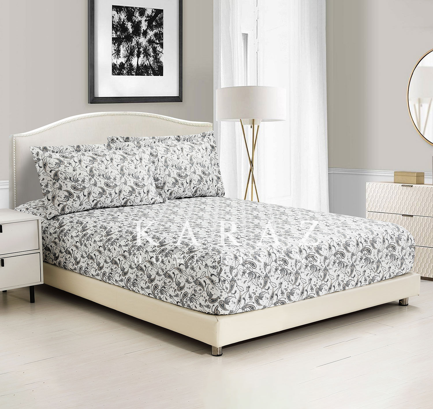 Printed Twin Size Fitted Sheet Set