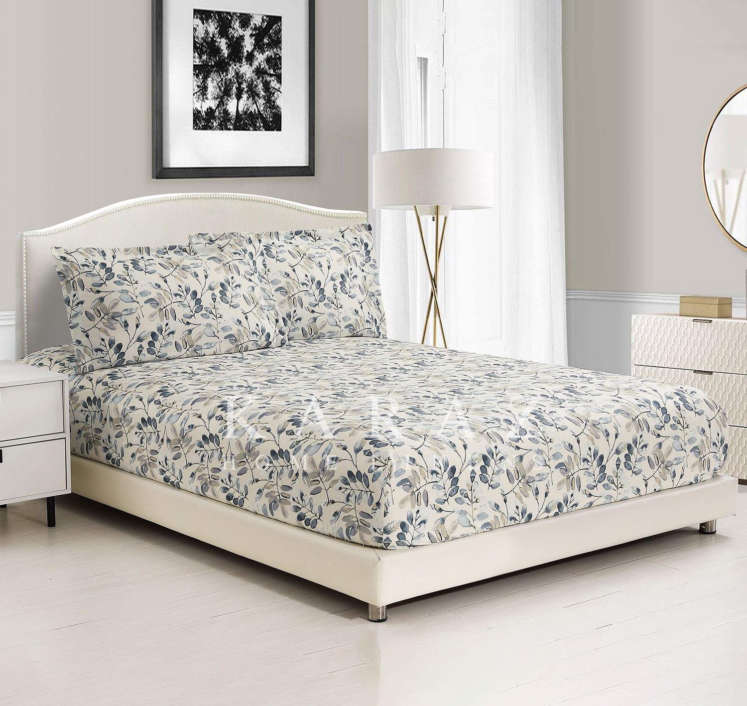 Printed King Size Fitted Sheet Set