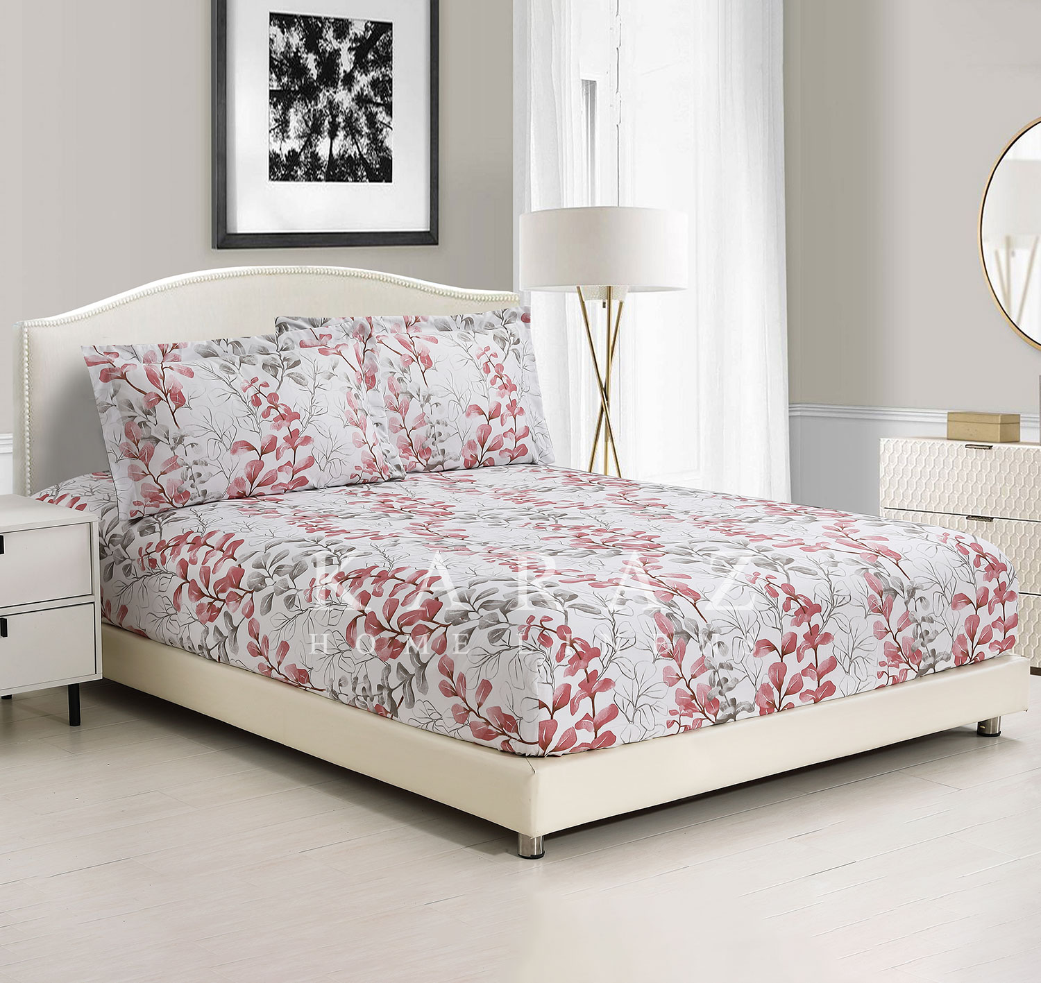 Printed King Size Fitted Sheet Set