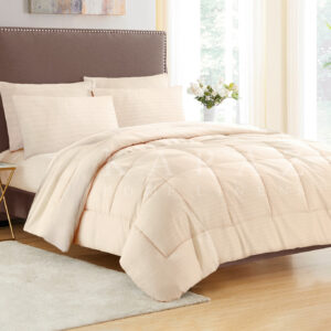 طقم لحاف فندقي مقلم، مفرد/ مفرد ونص 3قطع