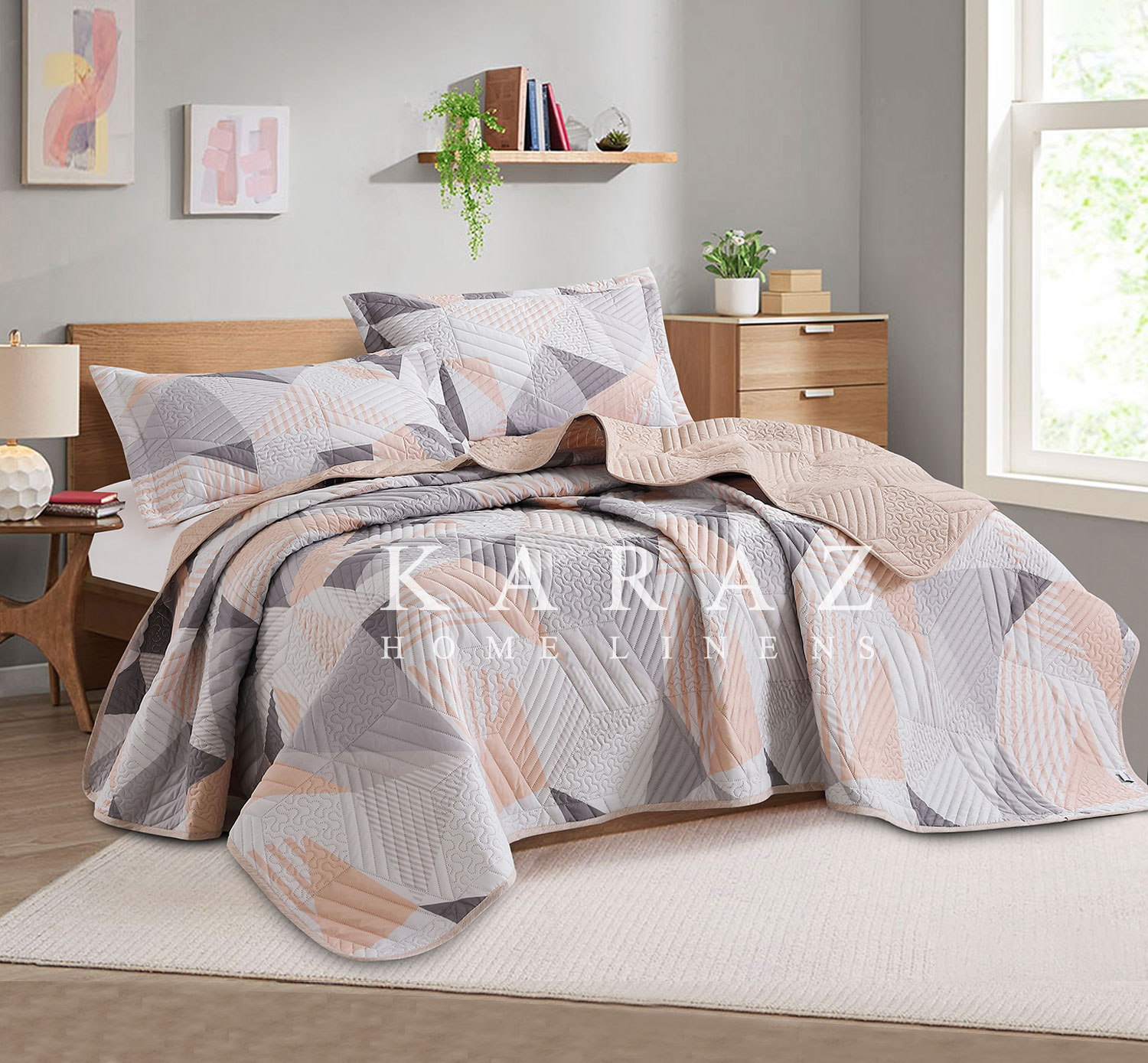 طقم مفرش سرير صيفي مضغوط مجوز 3 قطع