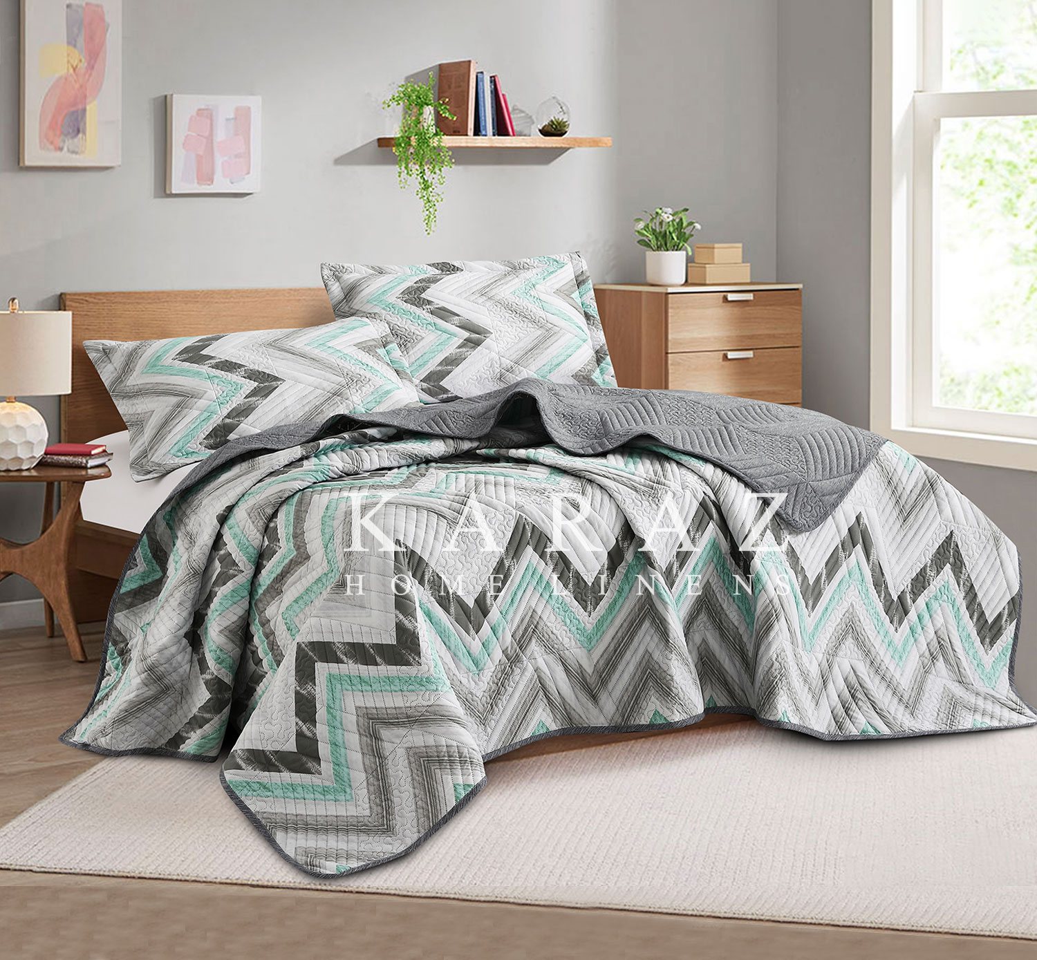 طقم مفرش سرير صيفي مضغوط مفرد ونص قطعتين