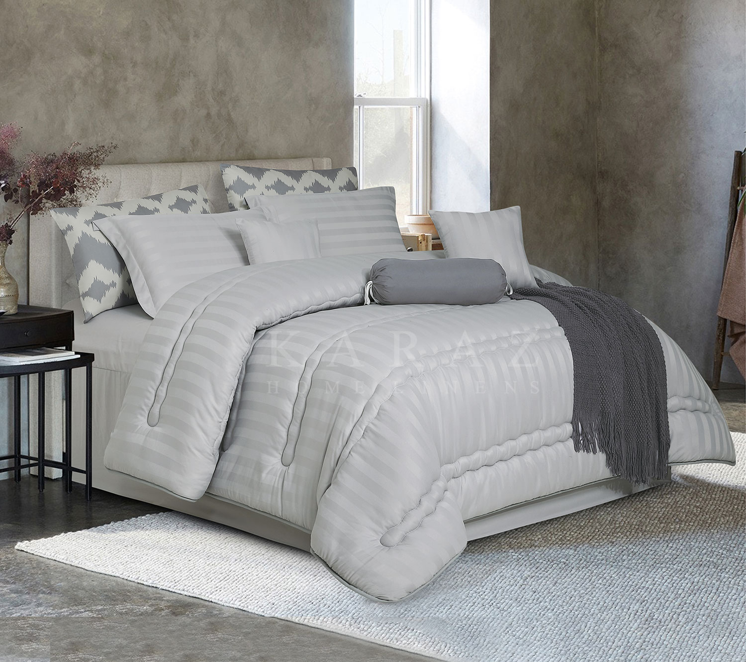 طقم لحاف مخطط مجوز كينج 9 قطع