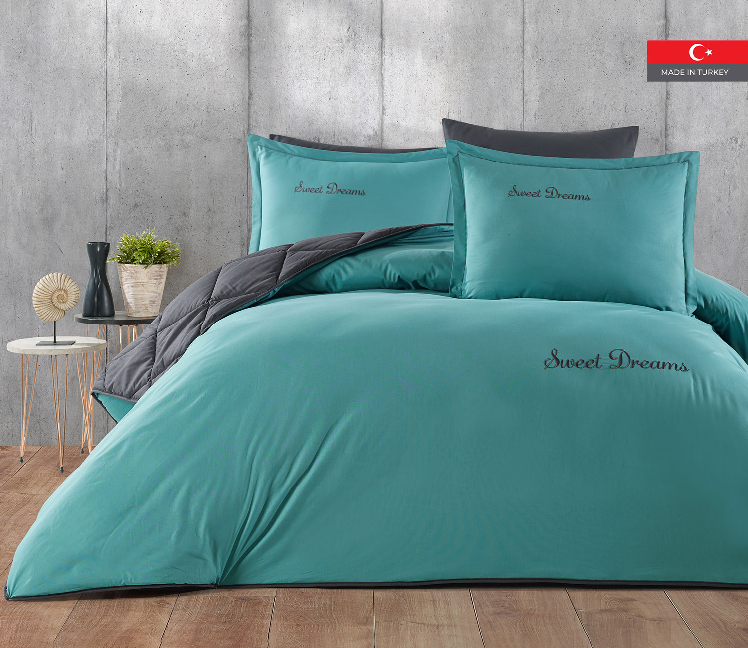 طقم لحاف صيفي بوجهين قطن تُركي مفرد ونص 4 قطع