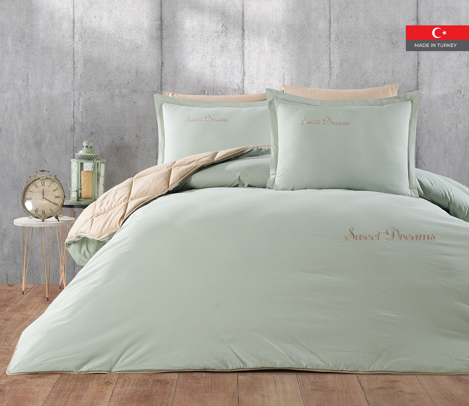 طقم لحاف صيفي بوجهين قطن تُركي مفرد ونص 4 قطع