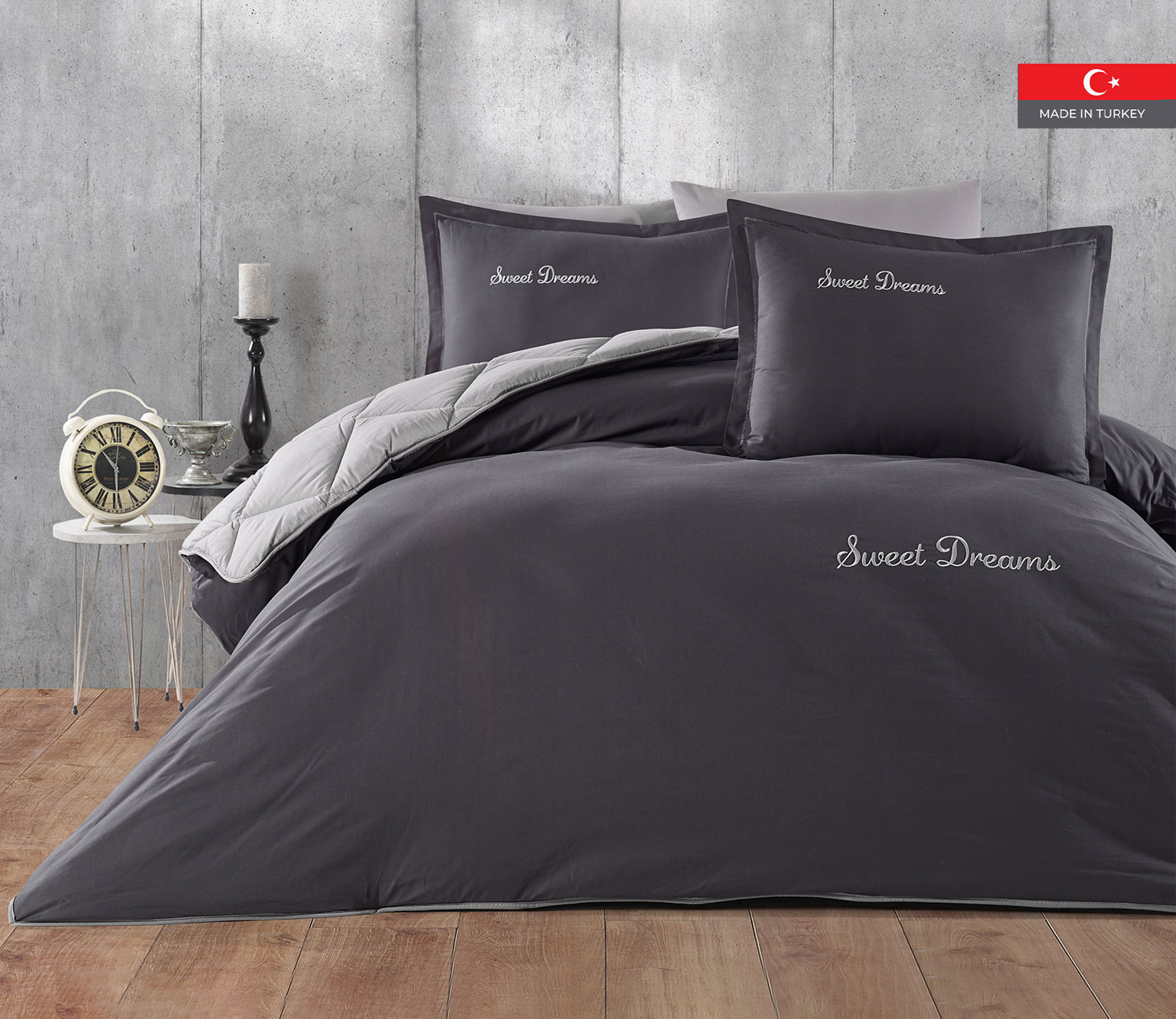 طقم لحاف صيفي بوجهين قطن تُركي مفرد ونص 4 قطع