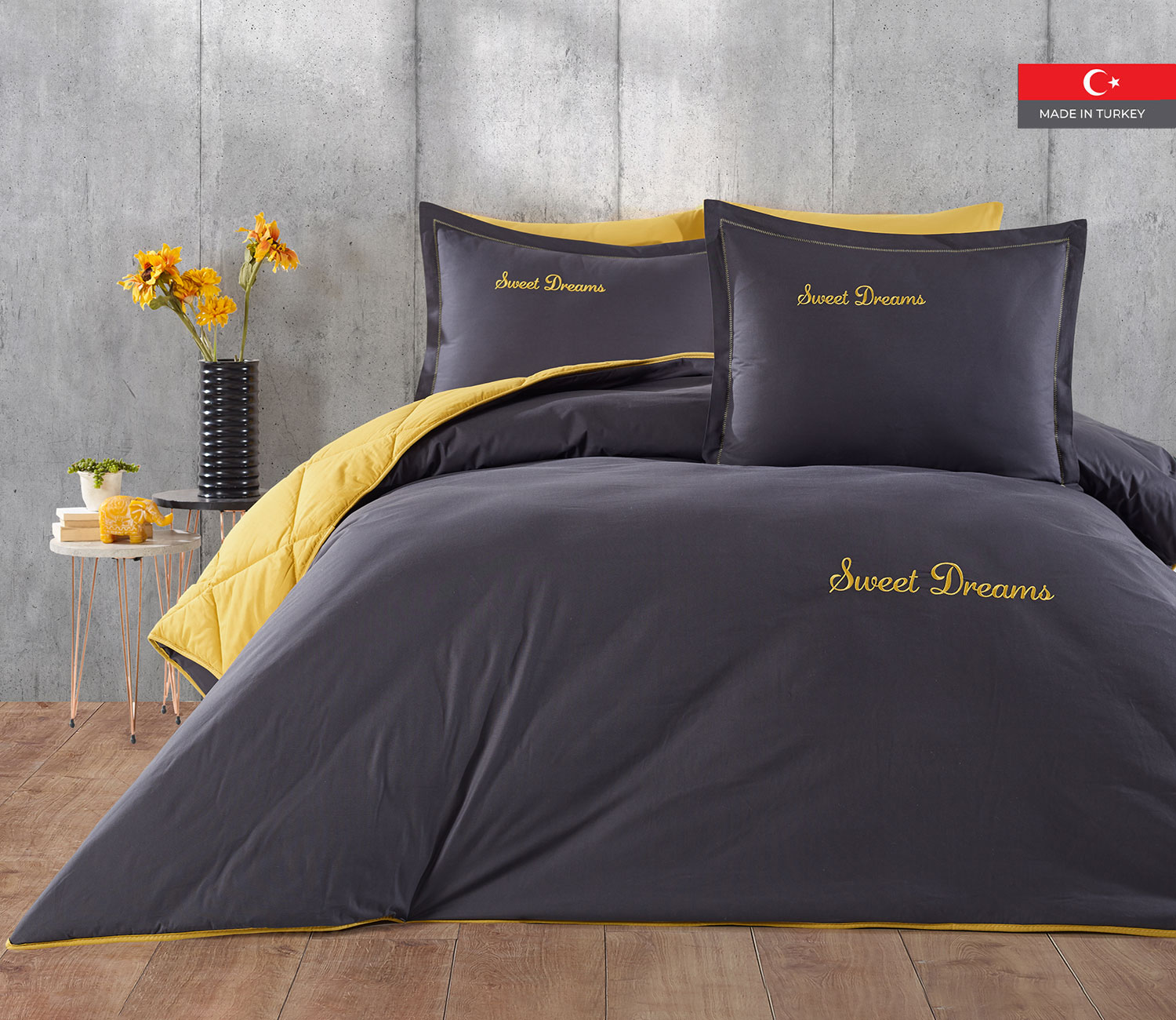 طقم لحاف صيفي بوجهين قطن تُركي مفرد ونص 4 قطع