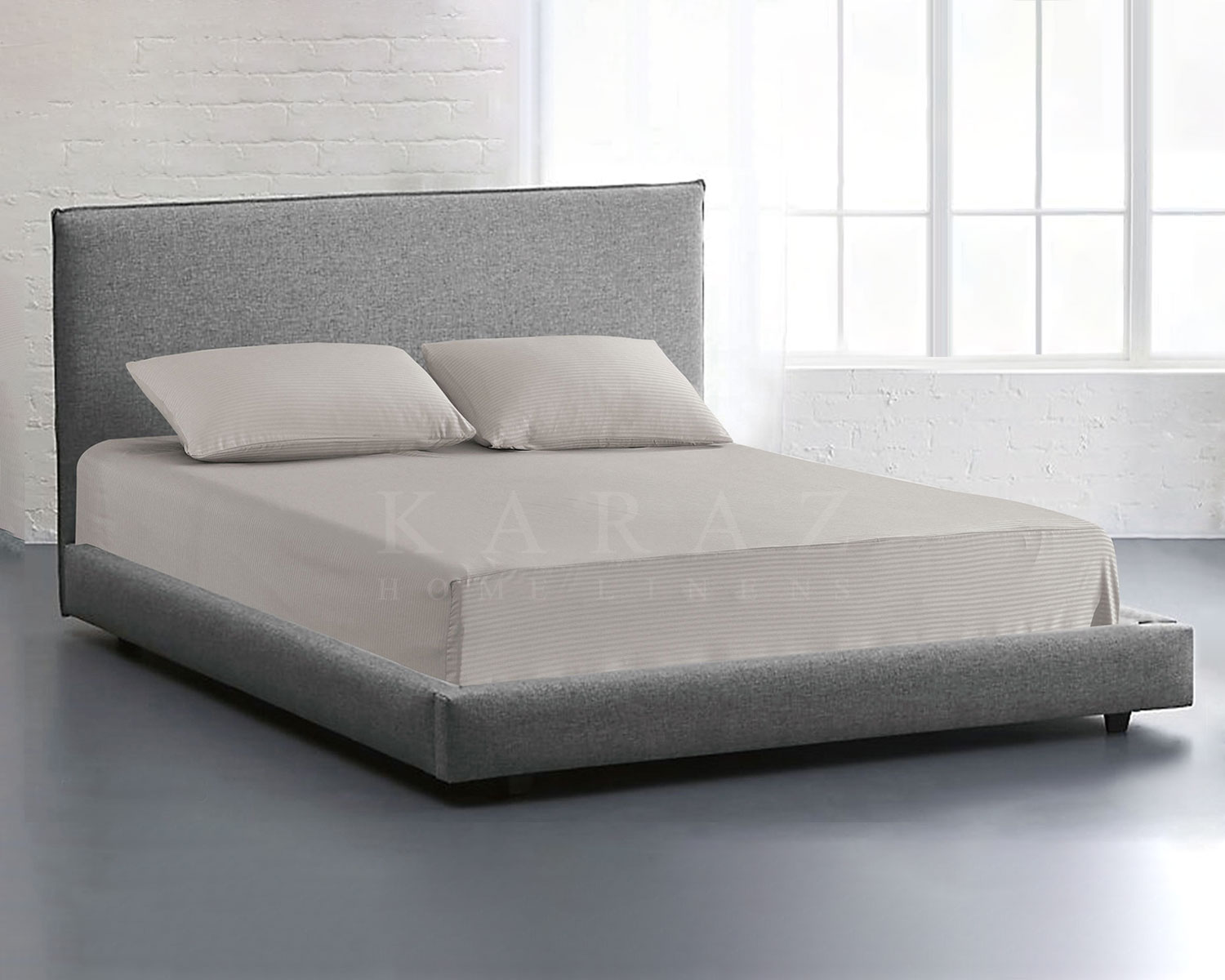 King Fitted Sheet Set Striped - Dark Gray