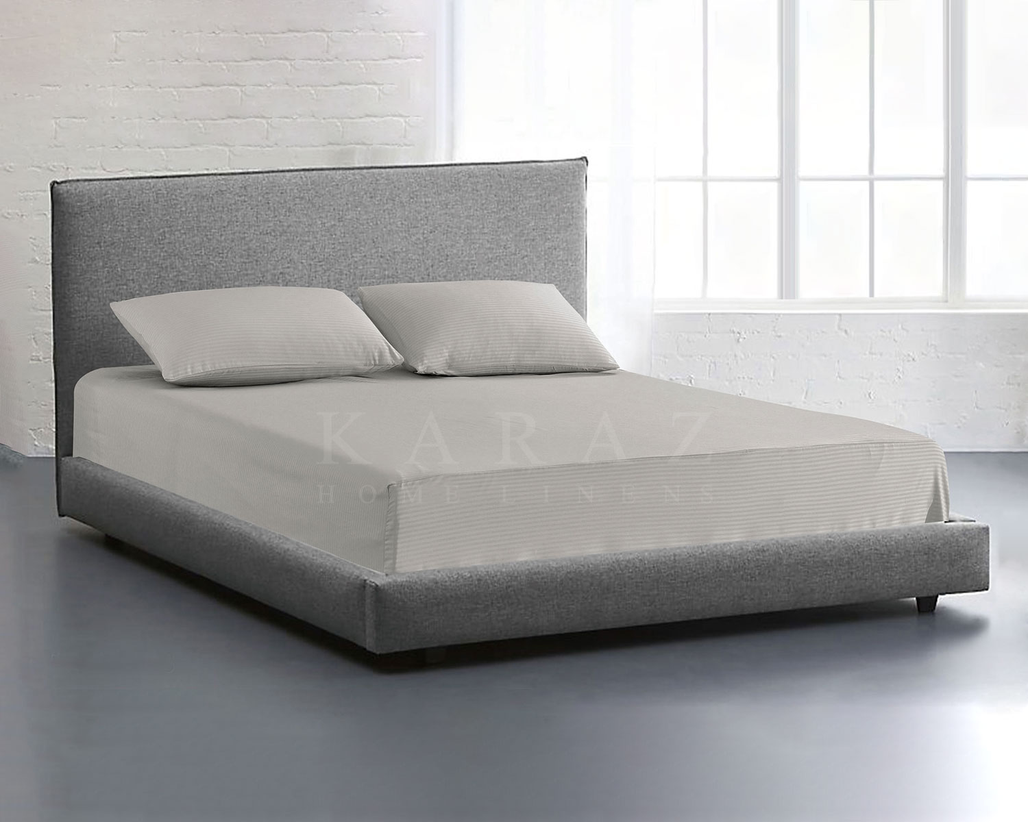 King Fitted Sheet Set Striped - Light Gray