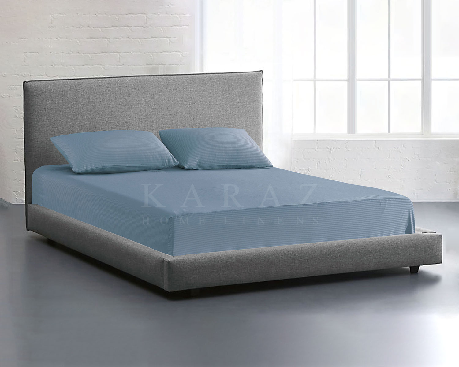 King Fitted Sheet Set Striped - Dark Blue