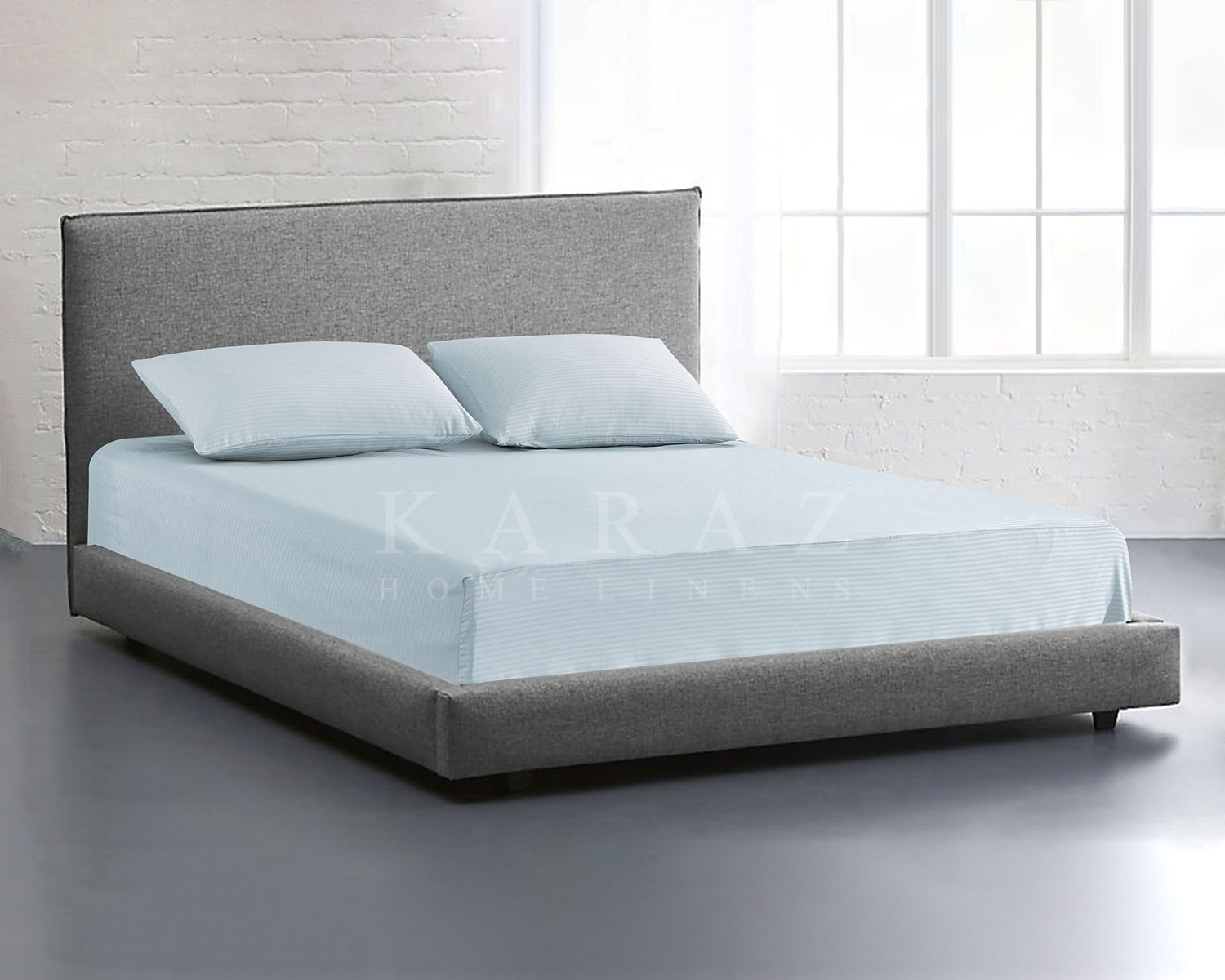 King Fitted Sheet Set Striped - Sky Blue