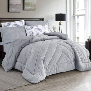 Velvet & Fur Winter Comforter King Size 6 PCS Light Gray