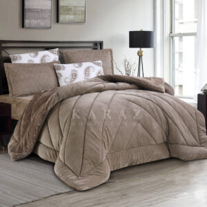 Velvet & Fur Winter Comforter King Size 6 PCS Brown