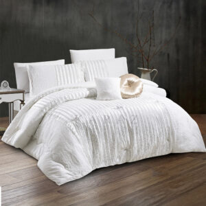 Luxury Winter Comforter King Size 8 PCS Set, Pearly white