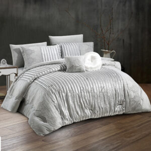 Luxury Winter Comforter King Size 8 PCS Set, Gray Silver