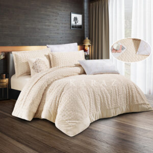 Fur Winter Comforter King Size 7 PCS, Creamy
