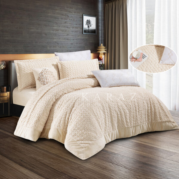 Fur Winter Comforter King Size 7 PCS, Creamy