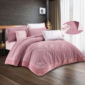 Fur Winter Comforter King Size 7 PCS, Plush Pink