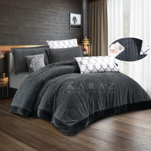 Fur Winter Comforter King Size 7 PCS, Dark Gray