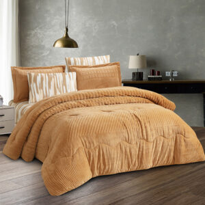 Fur Winter Comforter King Size 6 PCS Honey Beige