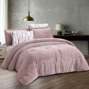Fur Winter Comforter King Size 6 PCS Dirty Pink