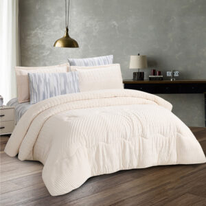 Winter Cozy Plush Comforter Twin Size Set 4Pcs Creamy