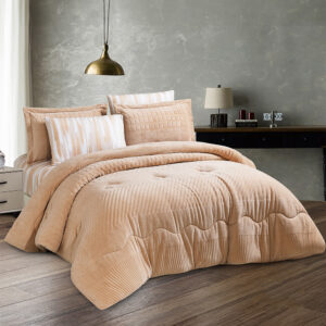 Winter Cozy Plush Comforter Twin Size Set 4Pcs Beige