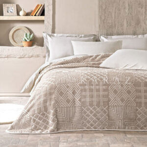 Engraved Morano® King Plush Blanket 220x240 cm , Gray Beige