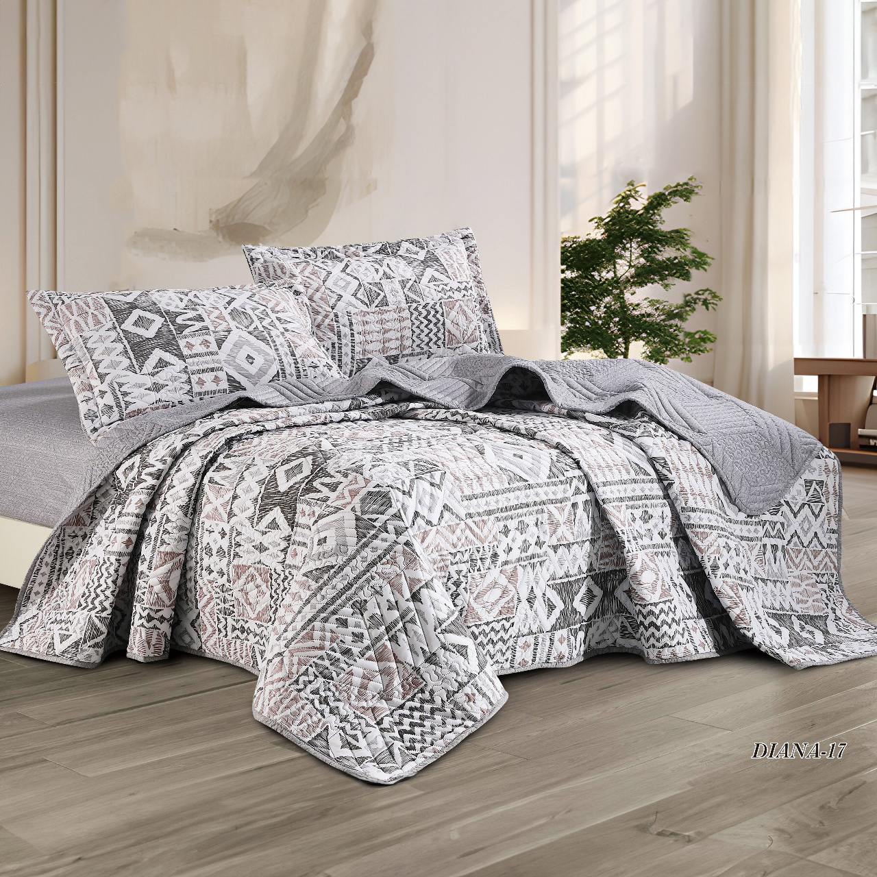 طقم مفرش سرير صيفي مضغوط مجوز 3 قطع