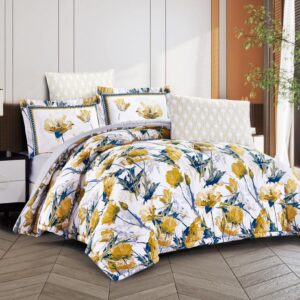 HALA Printed King Size Comforter Set, 6 PCS هلا طقم لحاف مشجر مجوز،6 قطع