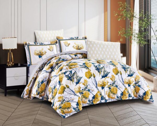 HALA Printed King Size Comforter Set, 6 PCS هلا طقم لحاف مشجر مجوز،6 قطع
