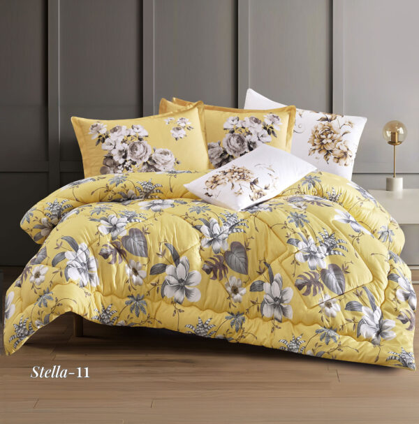 STELLA Patterned King Comforter Set, 6 PCS ستيلا طقم لحاف مجوز صيفي 6 قطع