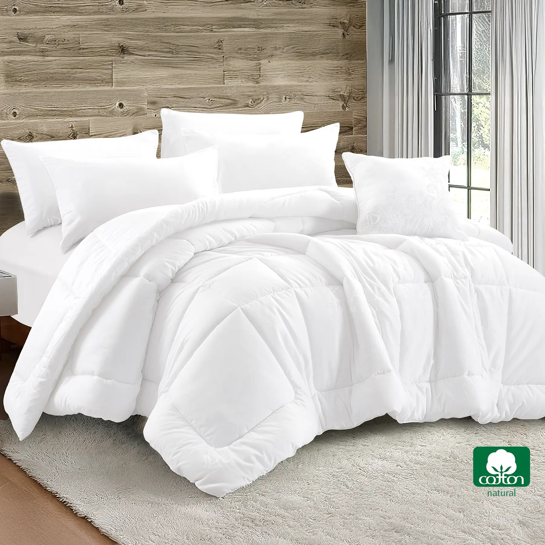 white 100% cotton comforter set king size 7 pieces