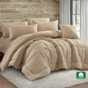 beige 100% cotton comforter set king size 7 pieces